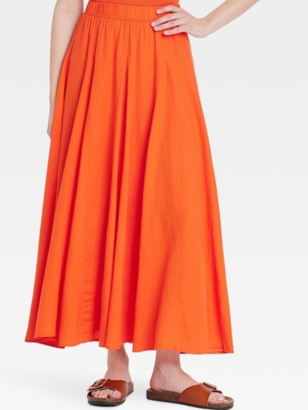 Universal Thread Orange Maxi A- Line Flowy Skirt Size Small